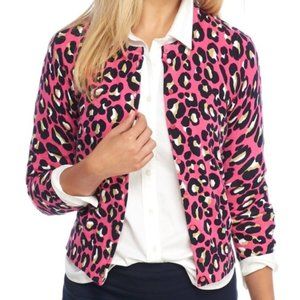 Crown & Ivy Pink and Navy Leopard Print Cardigan